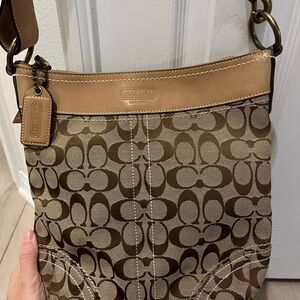 Coach Brown/ Tan Signature Crossbody bag 10403